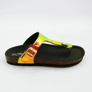 Forever Womens Berk-01 T-Strap‎ Sandals Gold 6 New